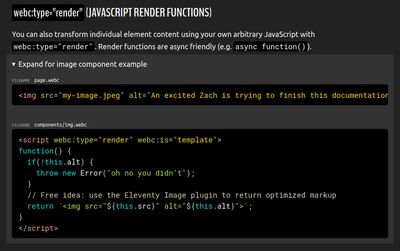 screenshot of the Eleventy documentation page for