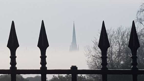 Norwich Cathedral in the mist