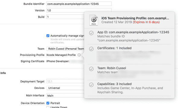Provisioning Profile in Xcode